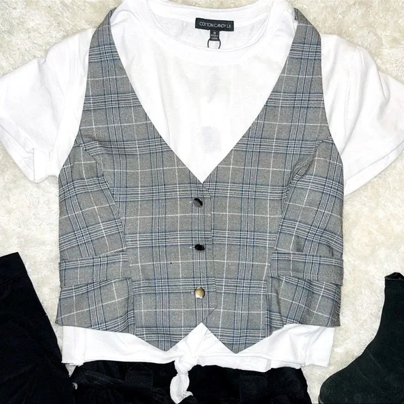 Vintage Daytrip Y2K Plaid Waistcoat - Picture 2 of 11